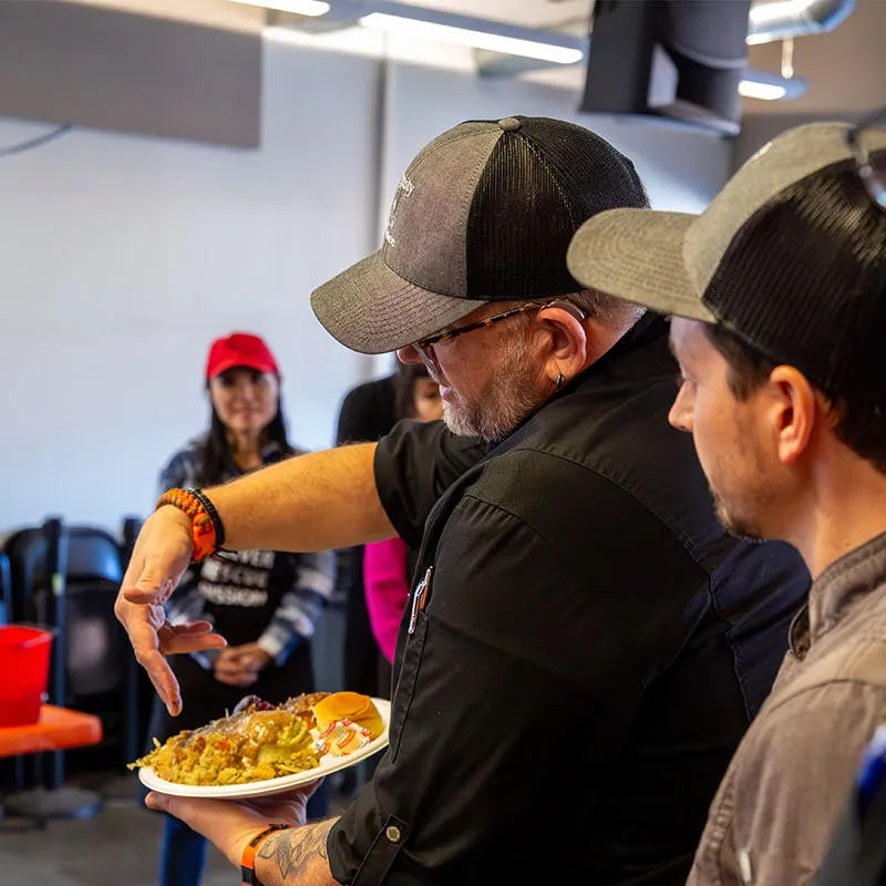 Chef with Thanksgiving meal