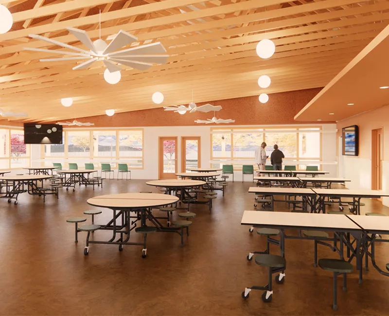 Cafeteria in new building