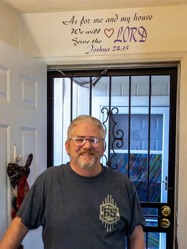 Charlie in his doorway